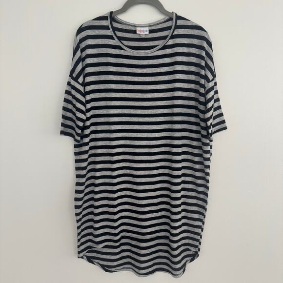 Lularoe Irma Top in Striped Grey/Black - Picture 2 of 6